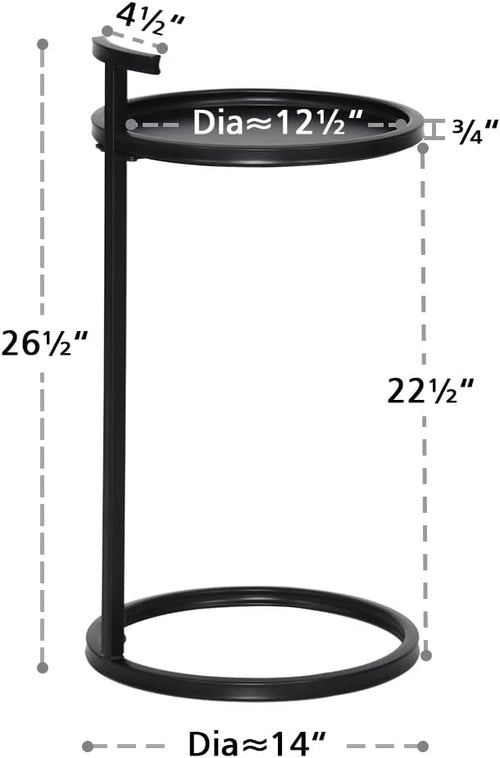 14" Round Metal End Table, Black Accent Side Table