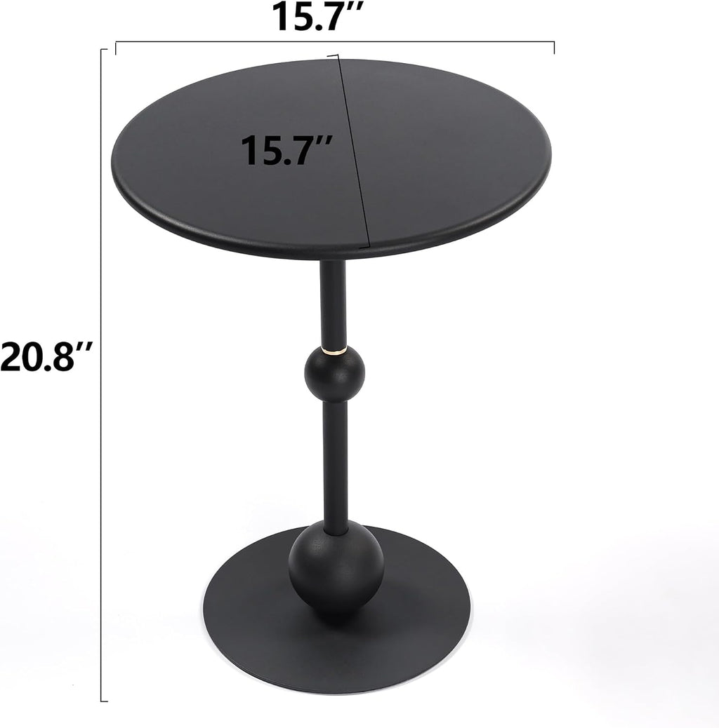 Vintage Metal Coffee Table End Table, Round Side Table for Sofa Bedside Nightstand, Accent Table Decorative Small Space Living Room Bedroom