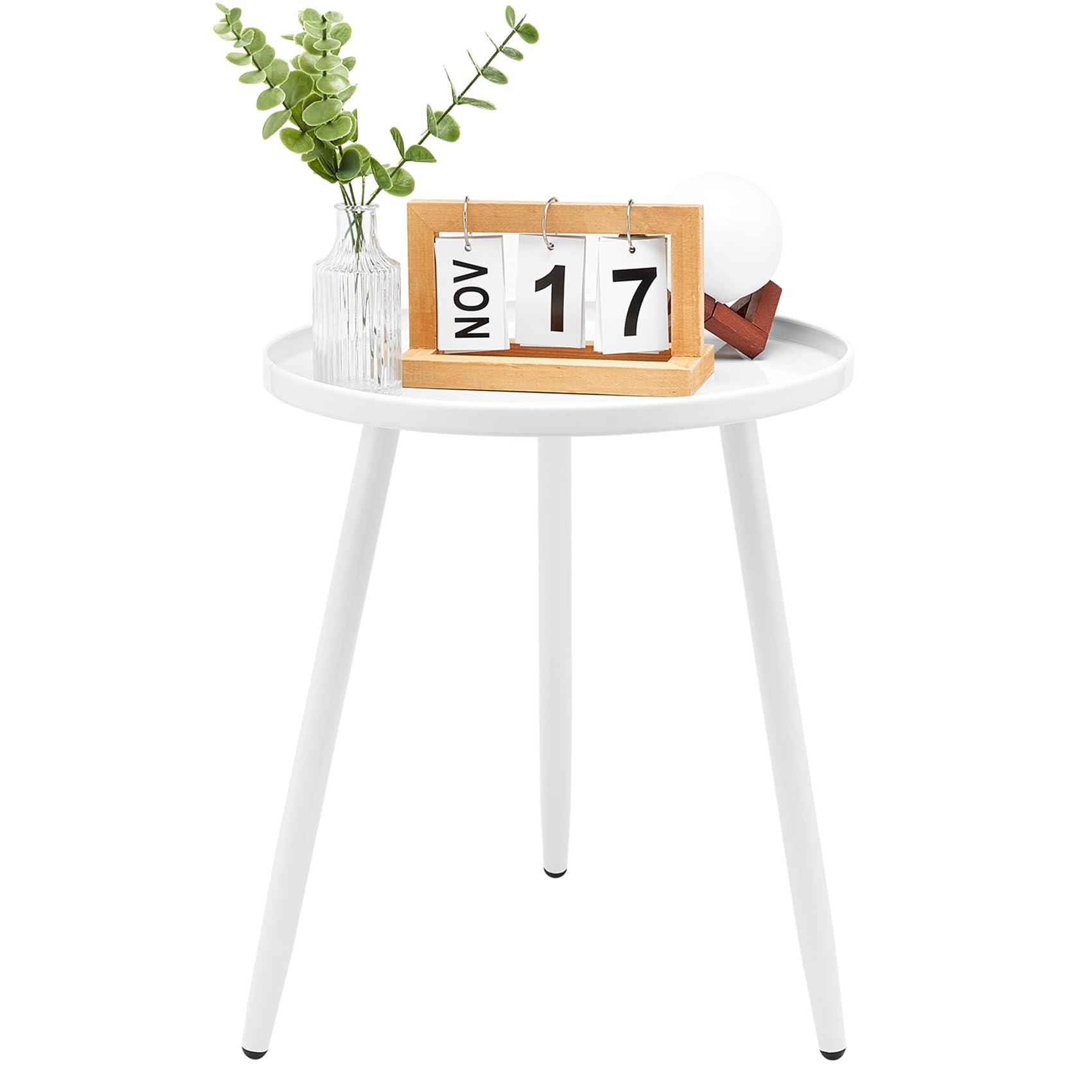Linpla End/Side Tables - Small Round Accent Table, Metal Bronze Narrow Night Stands with 3 Legs, Ideal for Any Room-Side Tables Living Room, Bedroom, Plant Stand Balcony, Indoor & Outdoor