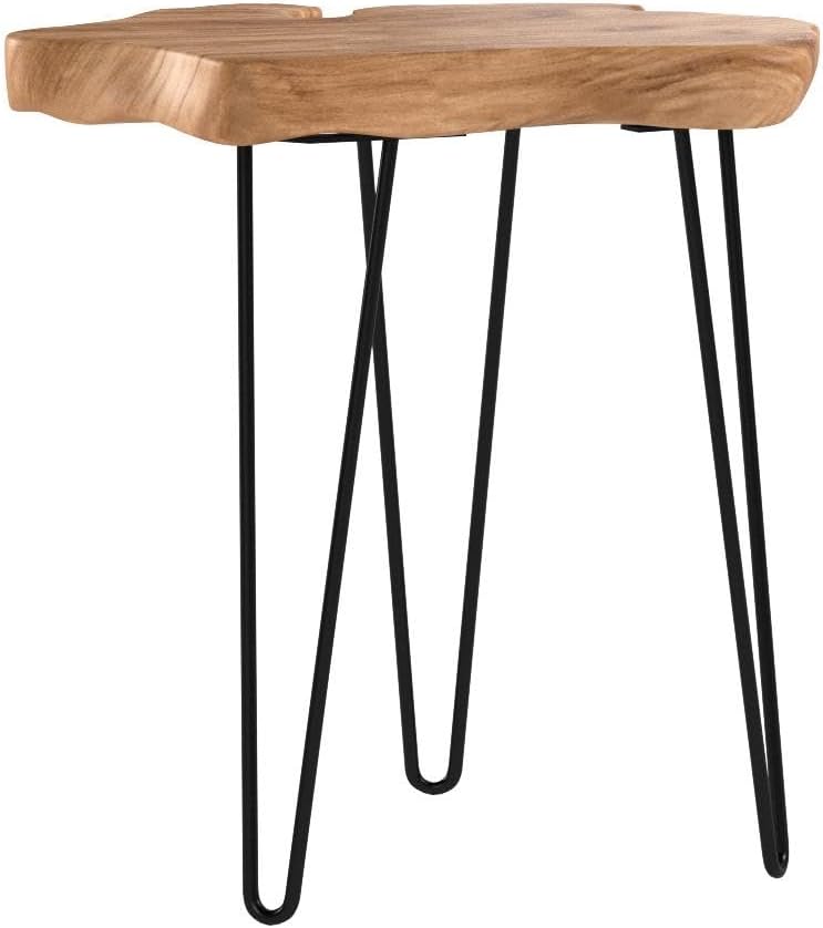 WELLAND Live Edge Cedar End Table, Unique Desktop Side Table, Natural Clear Finish, 19" L x 16" W x 20.5" H Nightstand, Plant Stand for Living Room, Bedroom, Home Office, Patio
