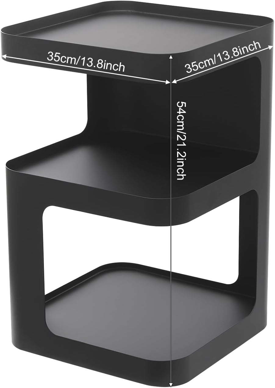 Modern Side Table for Couch, End Tables for Small Spaces, Metal nightstand, Accent Desks with Storage for Living Room, Office, Bedroom, and Cloakroom