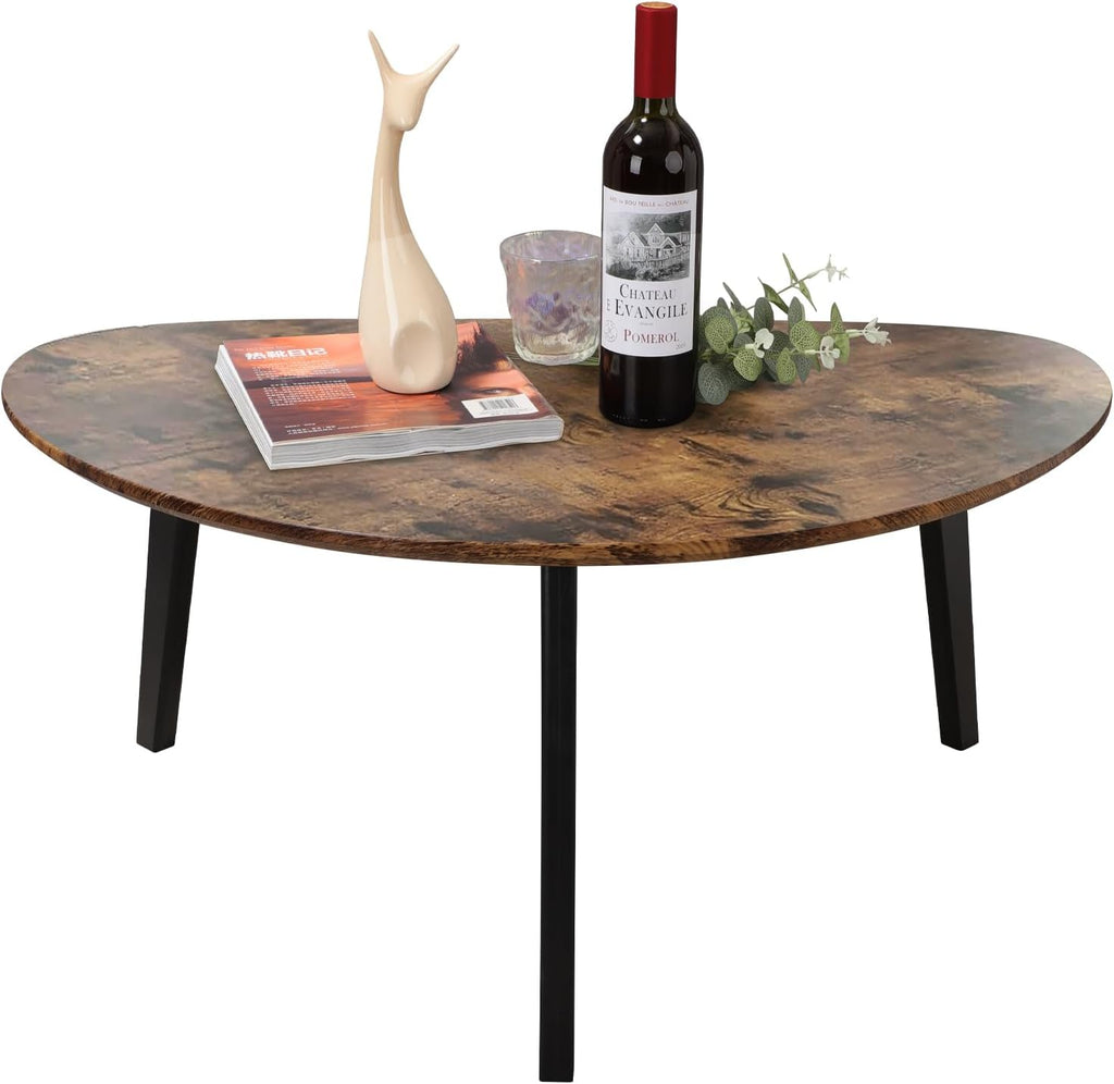 Large Oval Coffee Table Espresso Wood Mid Century Modern Unique Retro Farmhouse - Contemporary Triangle Small Table for Living Room, Bedroom Bedside Table and Office 19" D x 34" W x 16" H