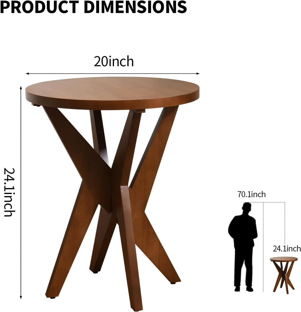 Walnut Brown Farmhouse Side Table, MDF Top for Living Room & Bedroom