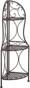 3 Tier Metal Corner Shelf Stand for Kitchen Free Standing Corner Shelf, Bakers Rack, Antique Bronze