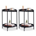 Tiita Round End Table Mental 2-Tier Side Table Nightstand/Small Iron Tables Accent Coffee Table for Living Room Bedroom Office Small Space