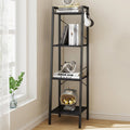 Hzuaneri Ladder Shelf, Bookshelf Bookcase, Freestanding Corner Storage Shelve with 2 Hooks for Home Office, Living Room, Kitchen, Bedroom, Industrial, 11.8" D x 13.4" W x 72.8" H,White Gold BC13313G