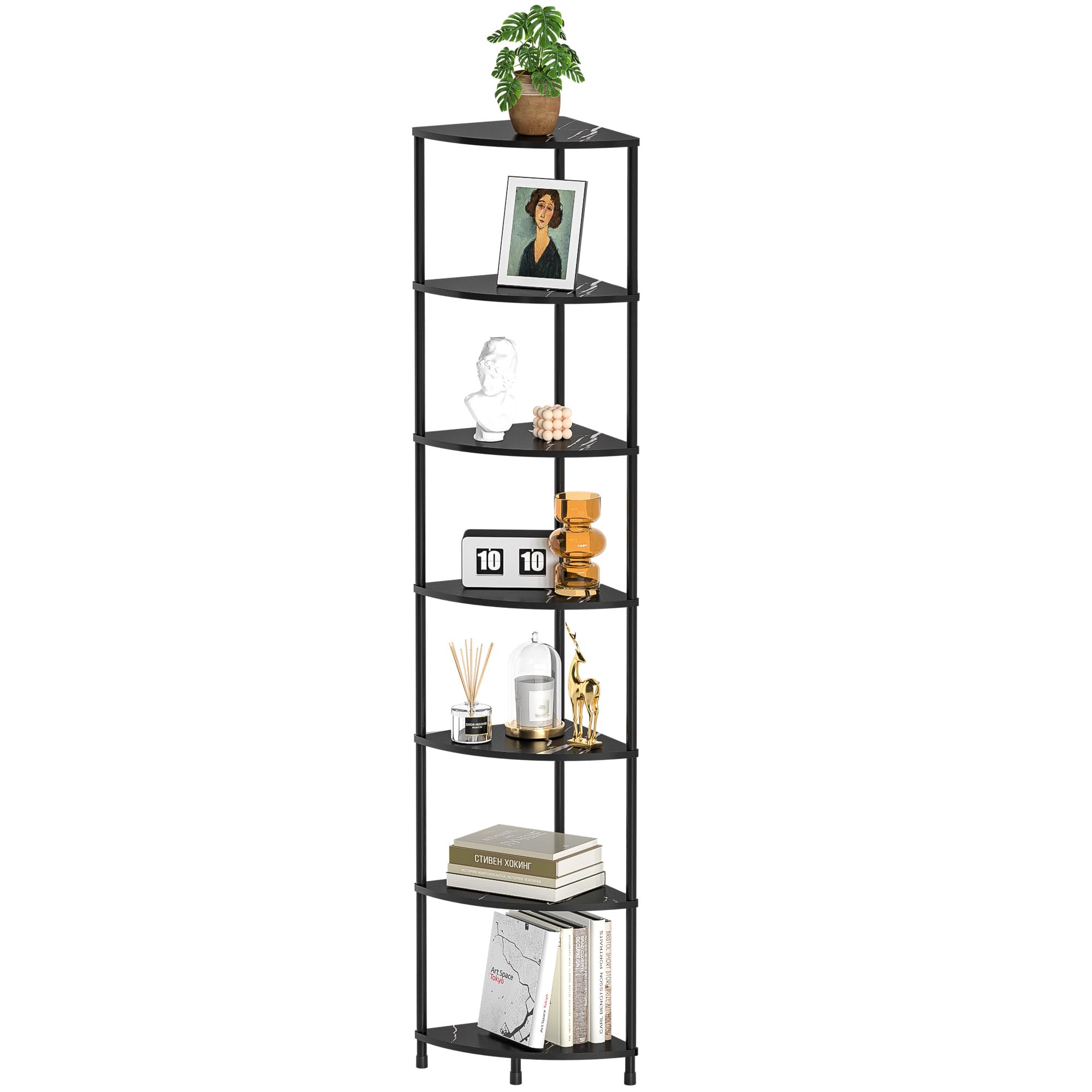 Corner Plant Stand Shelf, 5 Tier Tall Shelf Plant Stand for Indoor Plants, Rustic Brown Corner Bookshelf Wall Decor Living Room, 44.1" Display Shelf for Bedroom, Bathroom, Small Space