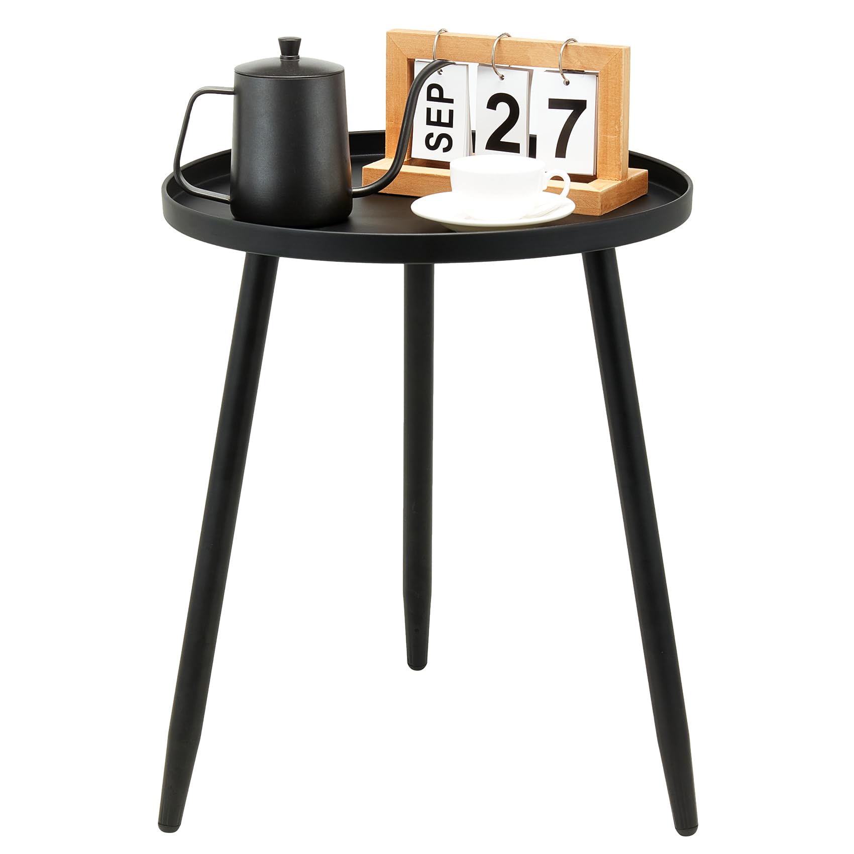 Linpla End/Side Tables - Small Round Accent Table, Metal Bronze Narrow Night Stands with 3 Legs, Ideal for Any Room-Side Tables Living Room, Bedroom, Plant Stand Balcony, Indoor & Outdoor