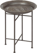 Kate and Laurel Mahdavi Hammered Metal Tray End Table, Pewter, 16.5 inch Diameter