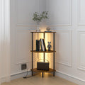 4-Tier LED Corner Shelf, Rustic Brown & Black Multi-Purpose Stand