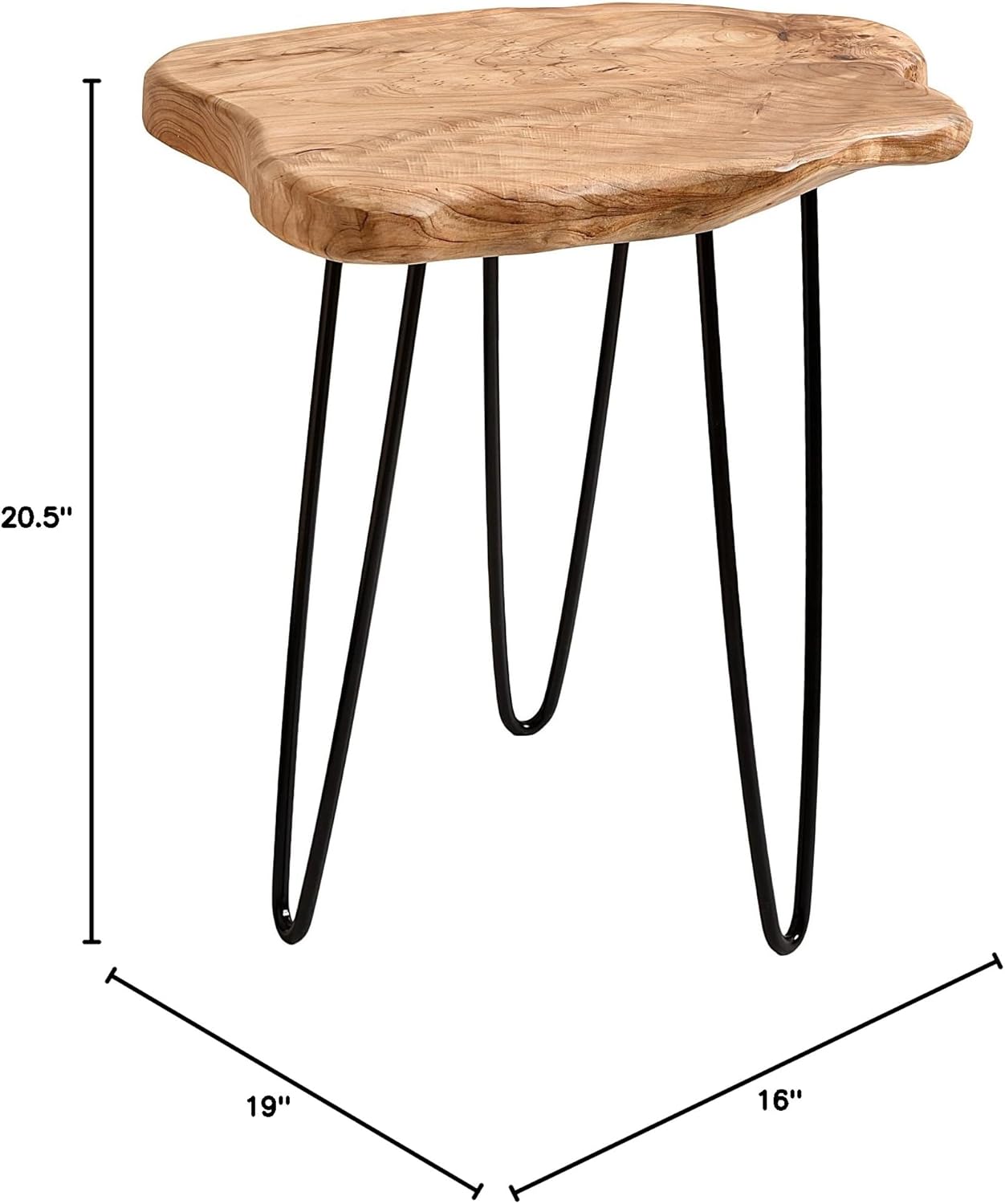 WELLAND Live Edge Cedar End Table, Unique Desktop Side Table, Natural Clear Finish, 19" L x 16" W x 20.5" H Nightstand, Plant Stand for Living Room, Bedroom, Home Office, Patio