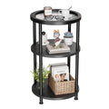 Homeiju Glass Side Table, 3-Tier Glass End Table with Adjustable Feet, Bedside Table for Small Space for Living Room, Balcony, Bedroom, Black
