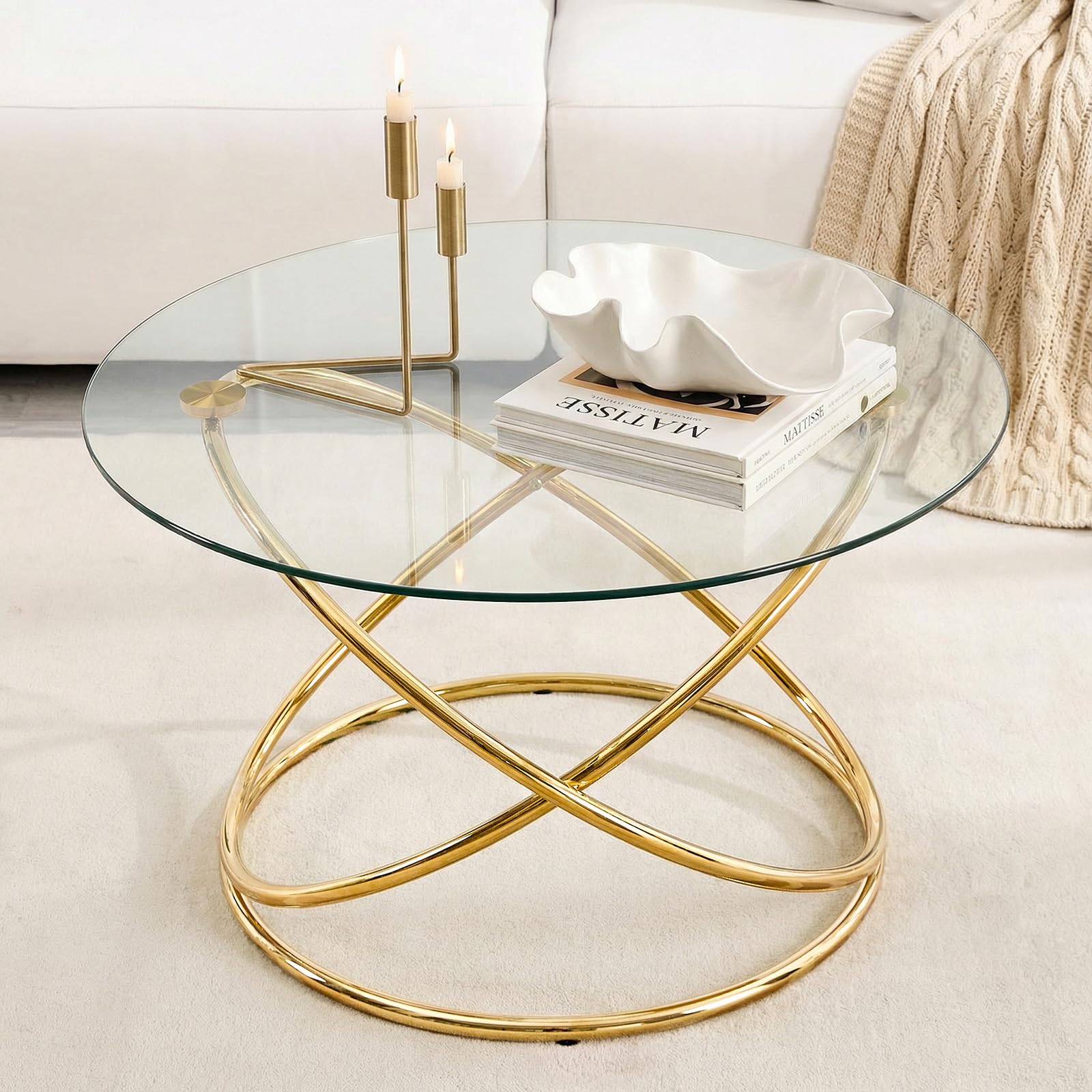 31.5" Modern Round Center Table for Living Room & Office
