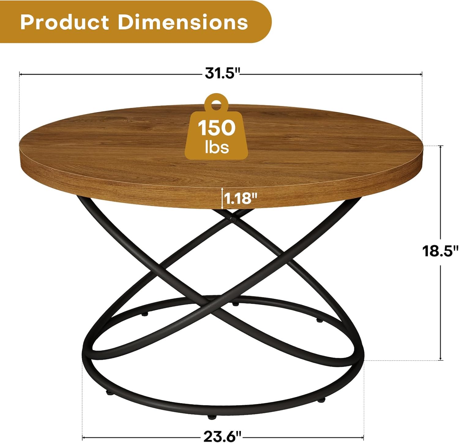 31.5" Modern Round Center Table for Living Room & Office