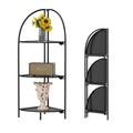 Crofy Foldable 5 Tier Corner Shelf, Metal Corner Plant Stand with Gold Frame and Transparent Shelves, Corner Display Rack Multipurpose Shelving Unit for Living Room, Bedroom, Bathroom