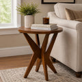 Walnut Brown Farmhouse Side Table, MDF Top for Living Room & Bedroom