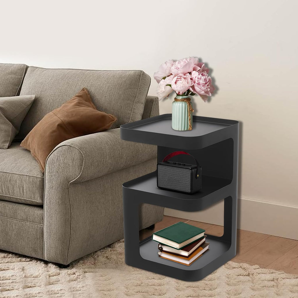 Modern Side Table for Couch, End Tables for Small Spaces, Metal nightstand, Accent Desks with Storage for Living Room, Office, Bedroom, and Cloakroom