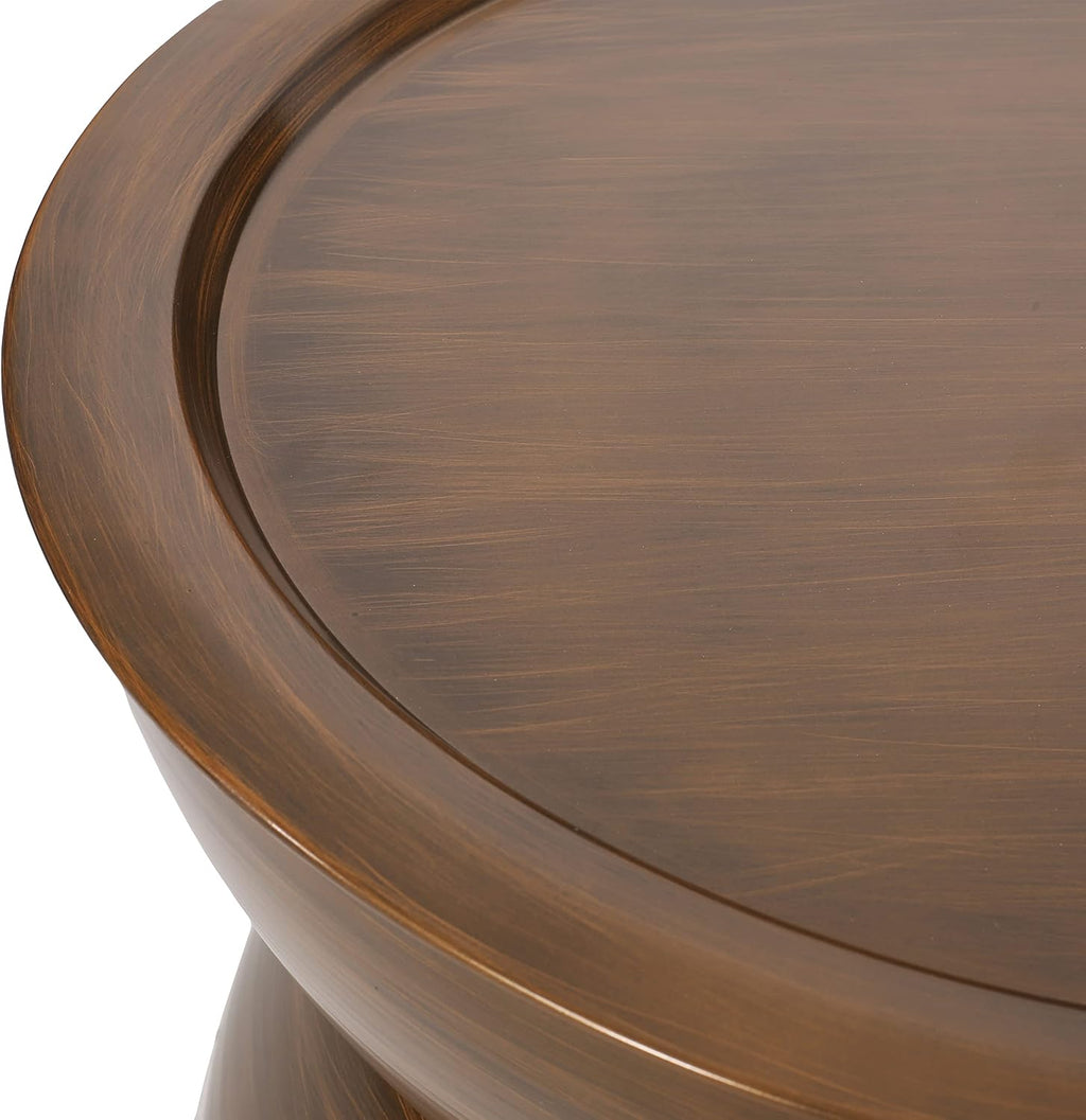 Merax Metal Hammered Coffee Table 24.25" Round Tabletop, Modern Iron Hourglass Coffee Table for Living Room, No Assembly Required, Bear 150lbs, Antique Bronze