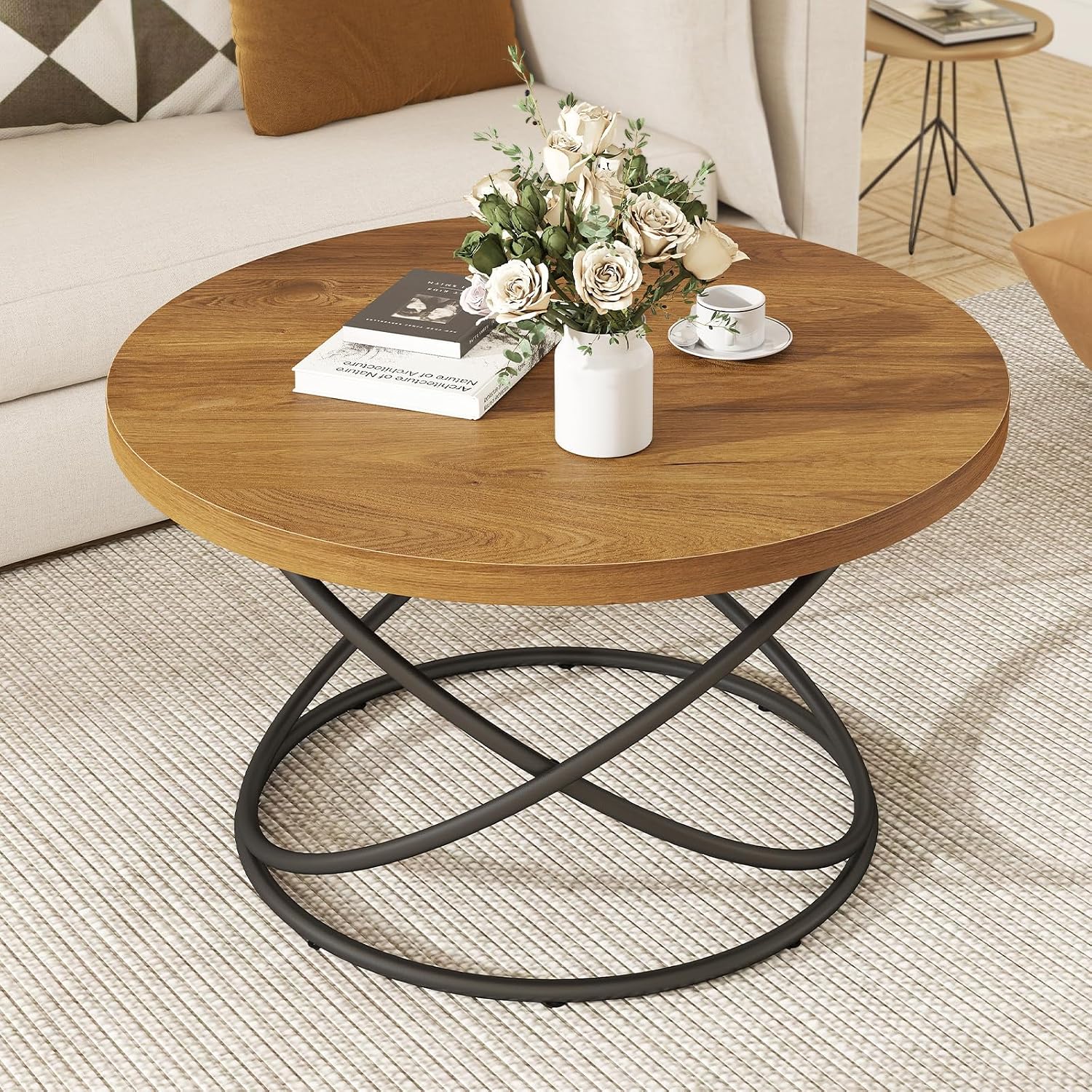 31.5" Modern Round Center Table for Living Room & Office