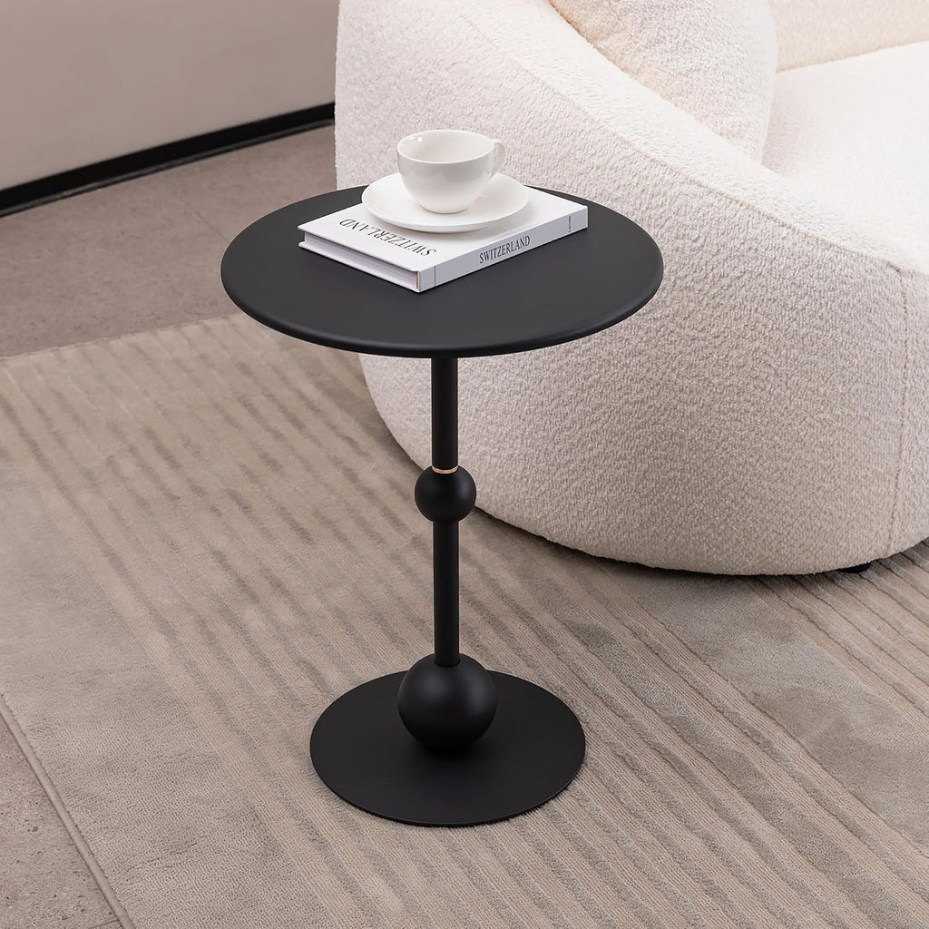 Vintage Metal Coffee Table End Table, Round Side Table for Sofa Bedside Nightstand, Accent Table Decorative Small Space Living Room Bedroom