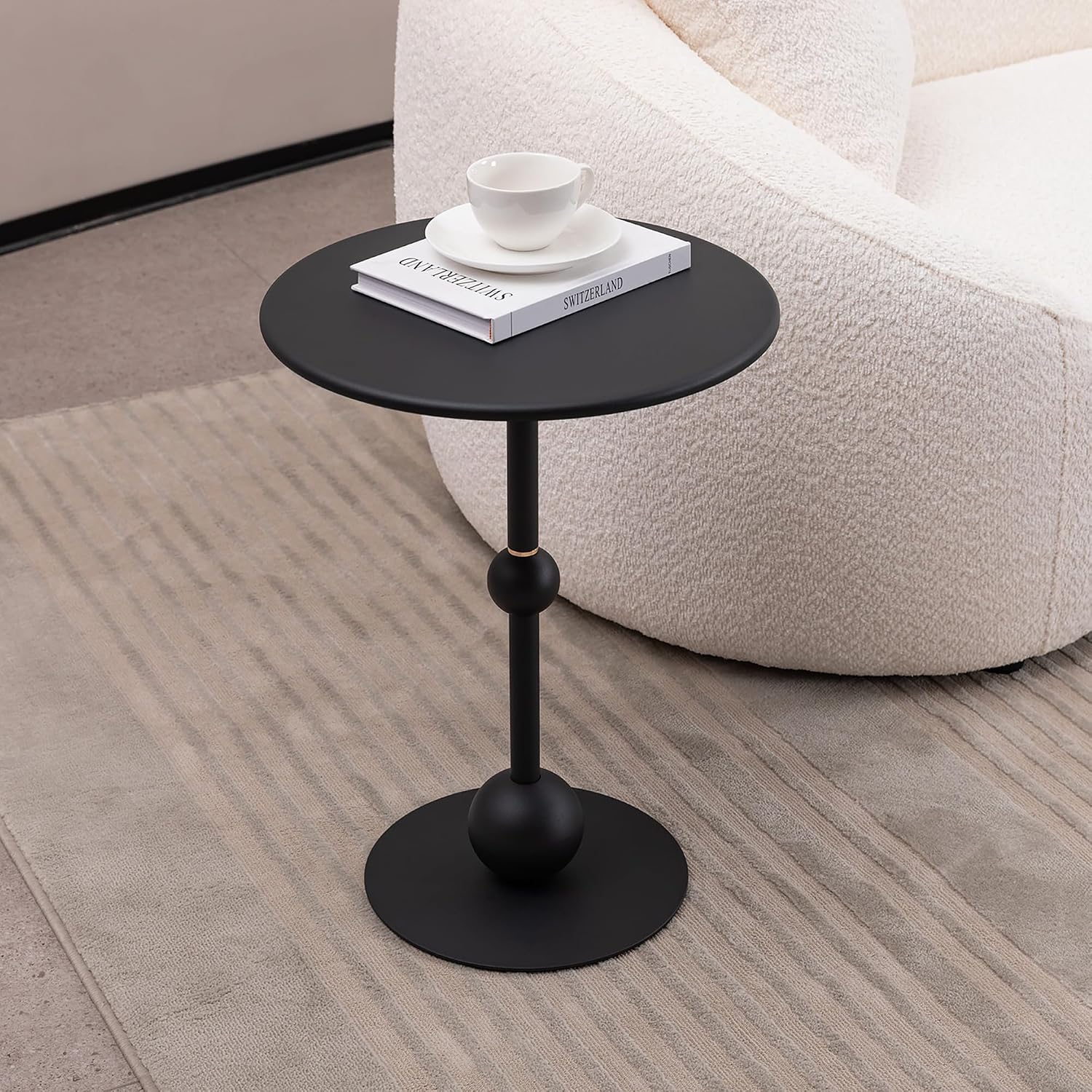 Vintage Metal Coffee Table End Table, Round Side Table for Sofa Bedside Nightstand, Accent Table Decorative Small Space Living Room Bedroom