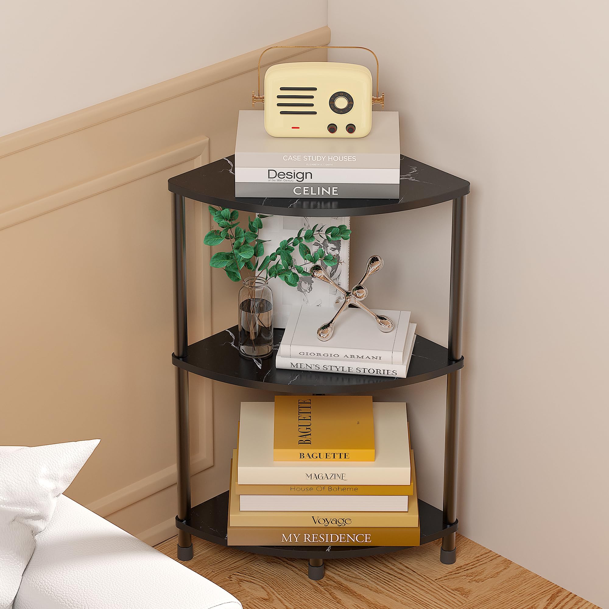 Corner Plant Stand Shelf, 5 Tier Tall Shelf Plant Stand for Indoor Plants, Rustic Brown Corner Bookshelf Wall Decor Living Room, 44.1" Display Shelf for Bedroom, Bathroom, Small Space