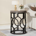 Tribesigns Round End Table, Industrial SideTable with Metal Hollow Frame, Small Bedside Table Nightstand for Living Room, Bedroom, Easy Assembly (Rustic Brown,1PC)