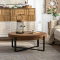 31.29" Splicing Round Coffee Table, Wood Top & Black Legs