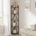 6 Tier Corner Shelf Stand, 78" H Tall Industrial Corner Bookshelf for Living Room Decor, Metal Corner Shelf, Plant Stand Display Shelf for Bedroom, Bathroom, Small Space, Rustic Brown