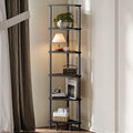 6-Tier Black Corner Shelf, Tall Display Bookshelf & Plant Stand