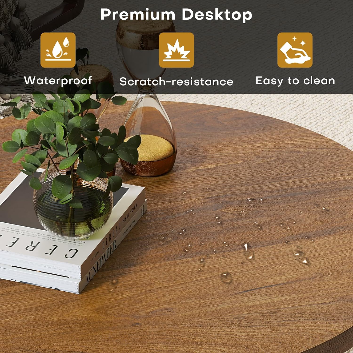 31.5" Modern Round Center Table for Living Room & Office