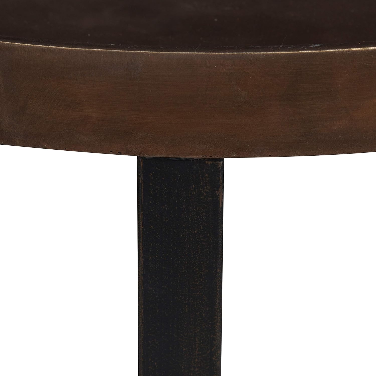 Kate and Laurel Zabel Modern Round Metal End Table with Criss Cross Base, Bronze and Black