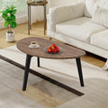Large Oval Coffee Table Espresso Wood Mid Century Modern Unique Retro Farmhouse - Contemporary Triangle Small Table for Living Room, Bedroom Bedside Table and Office 19" D x 34" W x 16" H