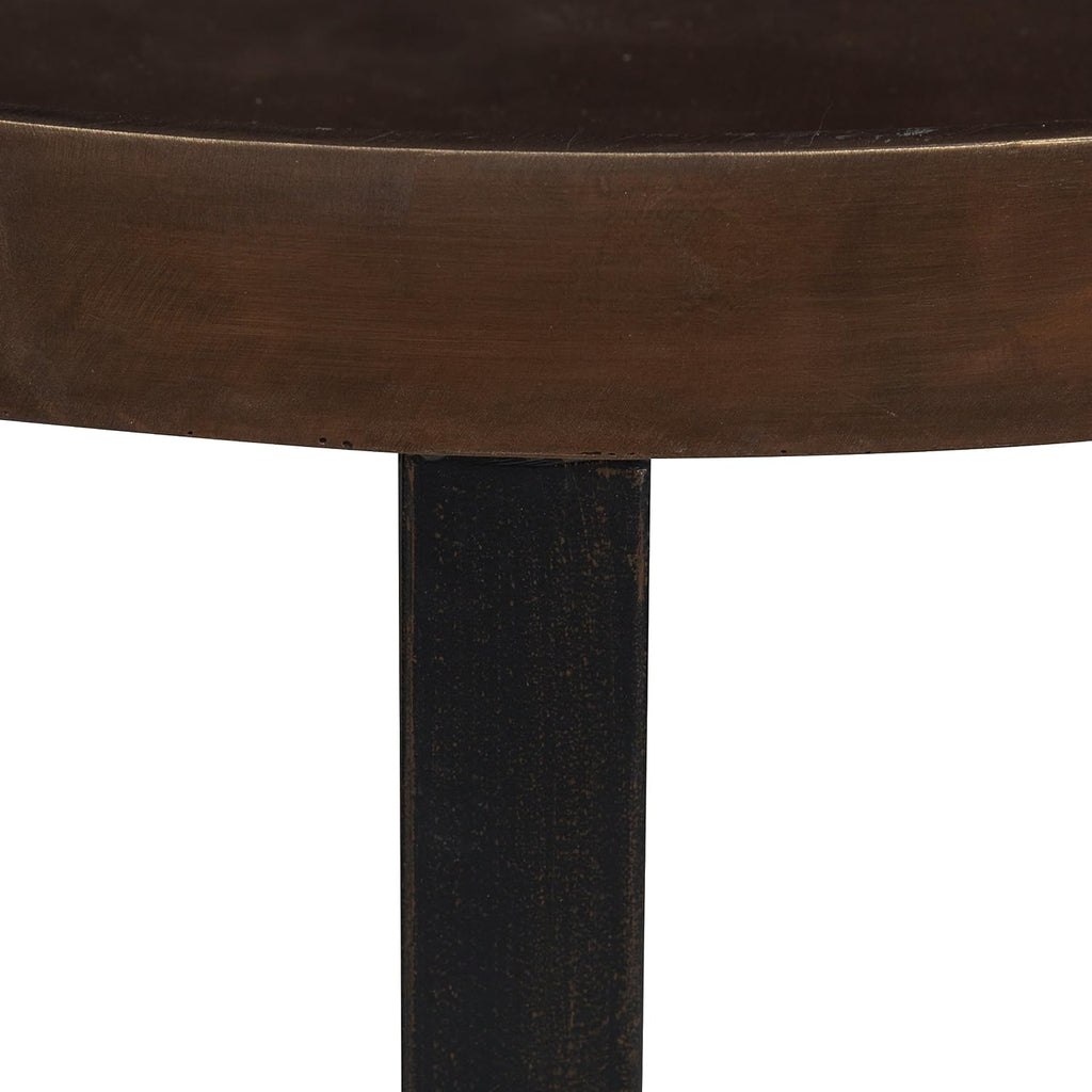 Kate and Laurel Zabel Modern Round Metal End Table with Criss Cross Base, Bronze and Black