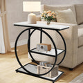 AT-VALY 3-Tier End Table, Side Table with Storage Shelves, Small Sofa Side Table for Living Room, Bedroom (Black)