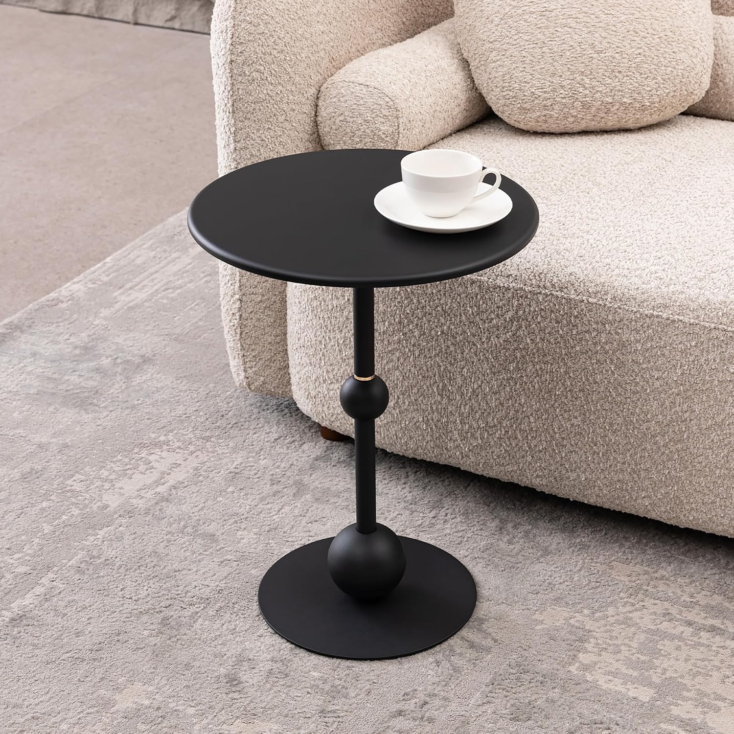 Vintage Metal Coffee Table End Table, Round Side Table for Sofa Bedside Nightstand, Accent Table Decorative Small Space Living Room Bedroom